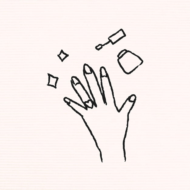 Free vector paint your nails doodle style vector