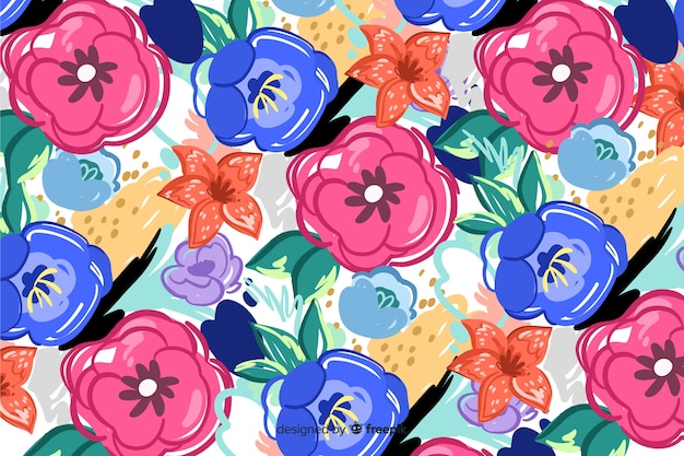 Free Vector painted floral background with abstract shapes