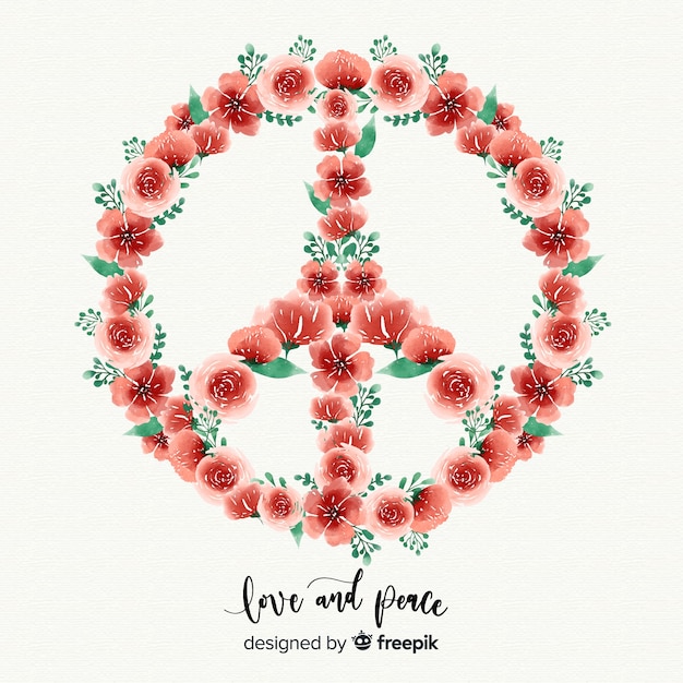 Free Vector painted floral peace sign background