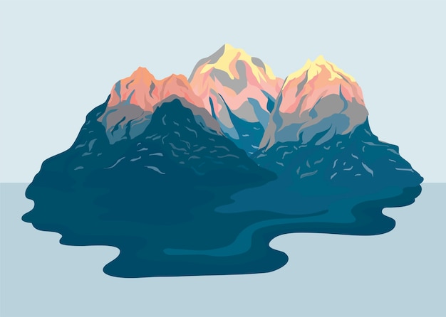 Free Vector painted mountain view landscape illustration