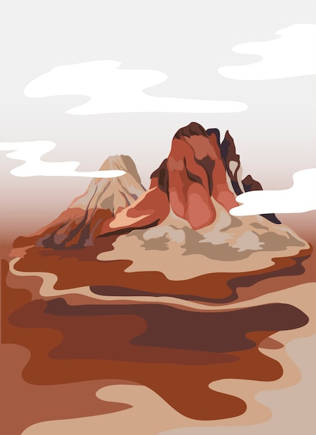 Free Vector painted mountain view landscape illustration