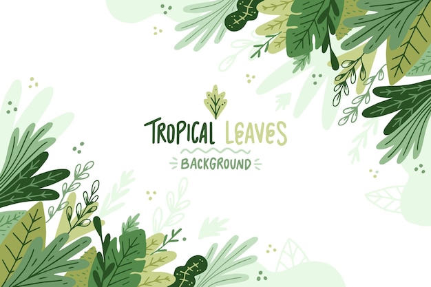 Painted tropical leaves background