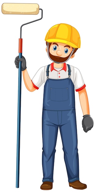 Free Vector painter construction worker cartoon character