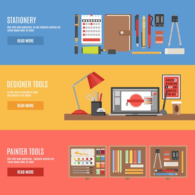 Painter And Designer Tools Banner Set