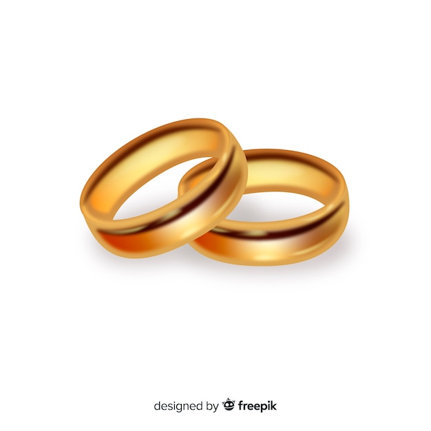 Free Vector pair of realistic golden wedding rings