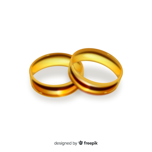 Free Vector pair of realistic golden wedding rings