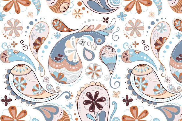 Free Vector paisley pattern background, blue cute decorative illustration vector