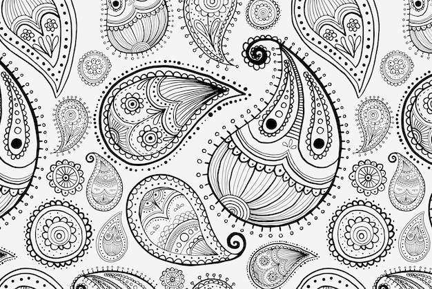 Free vector paisley pattern background, zentangle abstract illustration in black vector