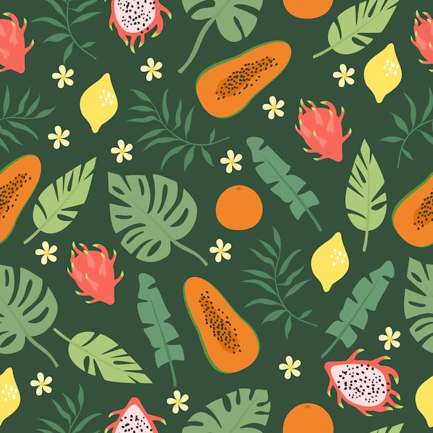 palm leaves and fruits pattern