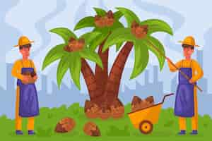 Free vector palm oil producing industry concept