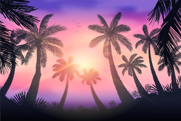 Palm silhouettes background design