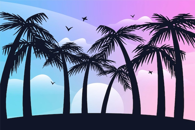 Free vector palm silhouettes background