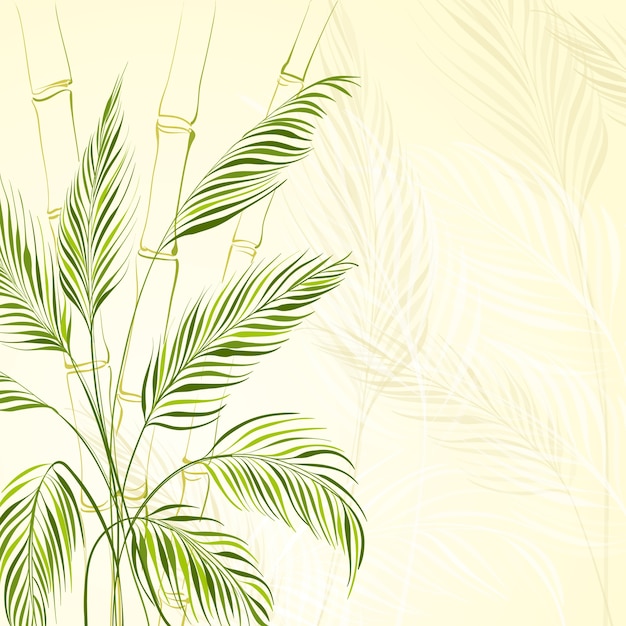 Free Vector palm tree over bamboo forest