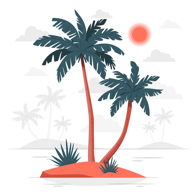 Palm tree island concept illustration