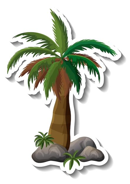 Free vector palm tree sticker on white background