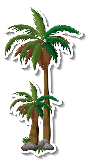 Free Vector palm tree sticker on white background