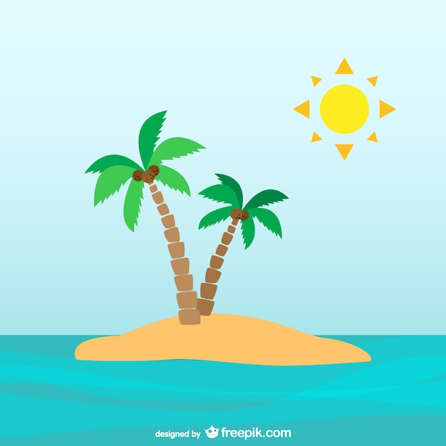 Free Vector palm trees on desert island 