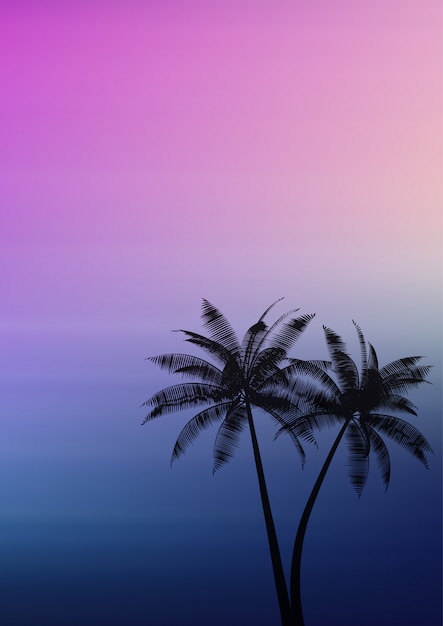 Free vector palm trees on a gradient background