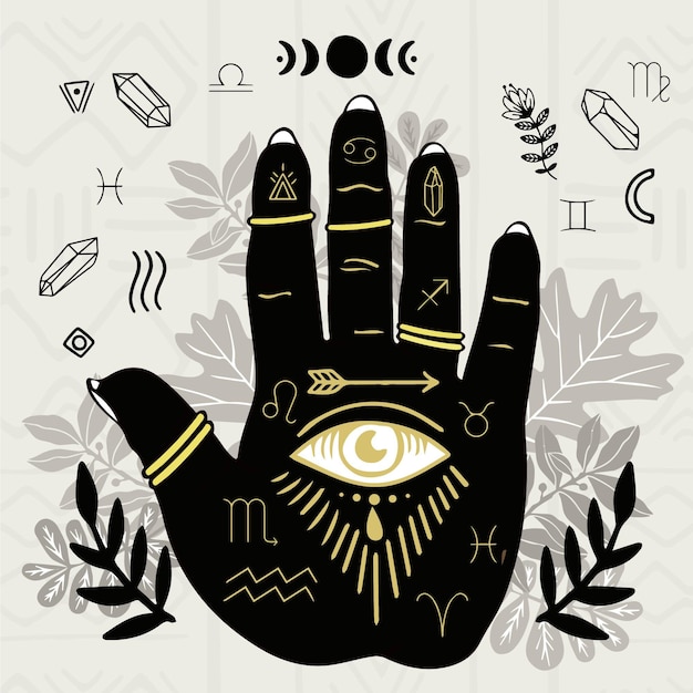 Free Vector palmistry concept with eye symbol