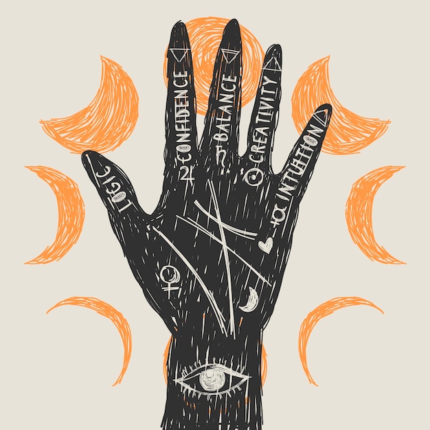 Free Vector palmistry mystical concept