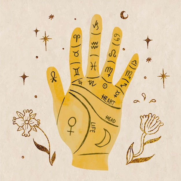 Free Vector palmistry mystical concept