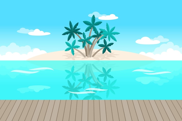 Free Vector palms and ocean background for video communication