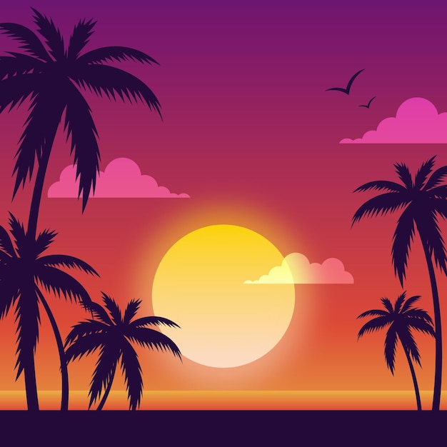 Palms silhouettes background