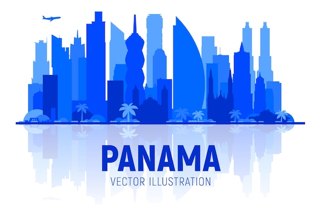 Panama city  Panama  skyline silhouette panorama in white background Vector Illustration Business travel and tourism concept with modern buildings Image for presentation banner website