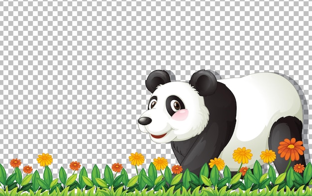 Free Vector panda bear walking on green grass on transparent background