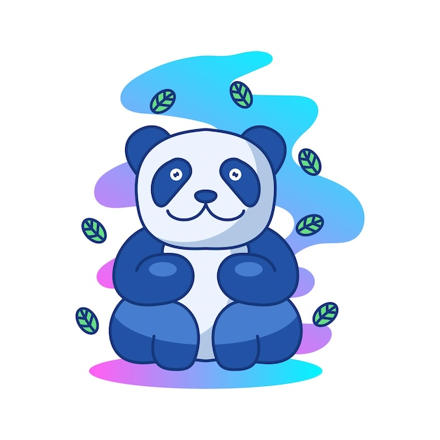 Panda Cute Illustration Mascot Logo Character