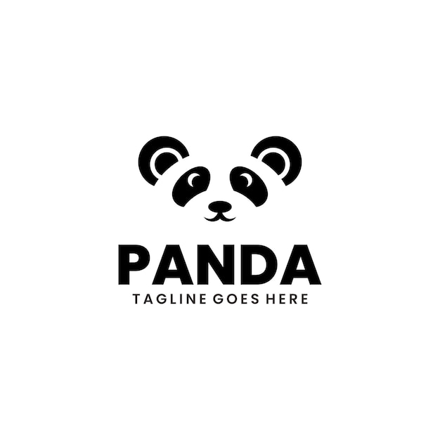 Free Vector panda illustration silhouette logo design