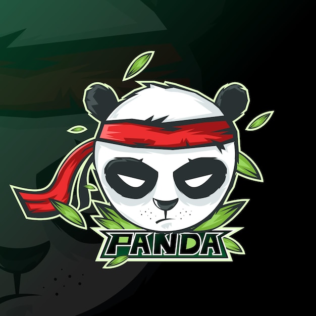 Free Vector panda mascot logo esport gaming.