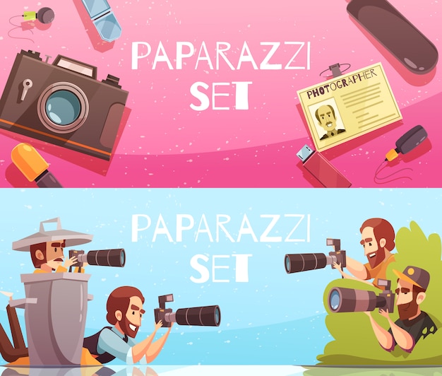 Free Vector paparazzi horizontal banners collection