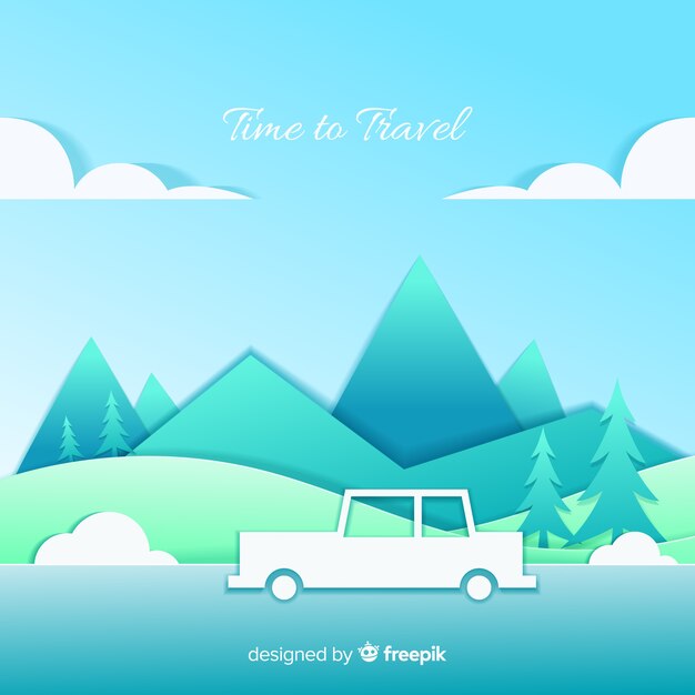 Paper art travel background