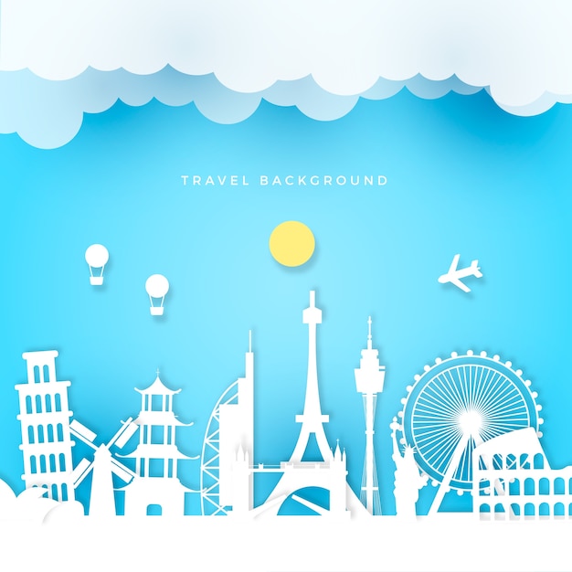 Paper art travel background