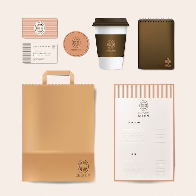 Paper branding mockup vector set