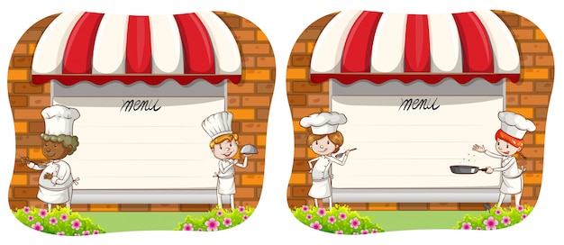 Paper design with chef and menu