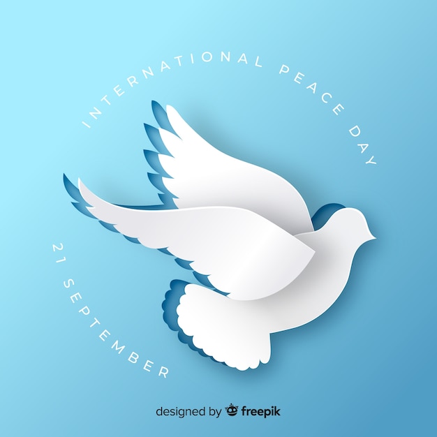 Paper peace day background with dove