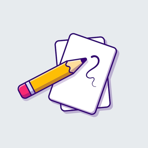 Paper And Pencil Cartoon Icon Illustration. Education Object Icon Concept Isolated . Flat Cartoon Style