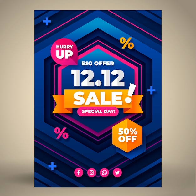 Paper style 12.12 sale poster template