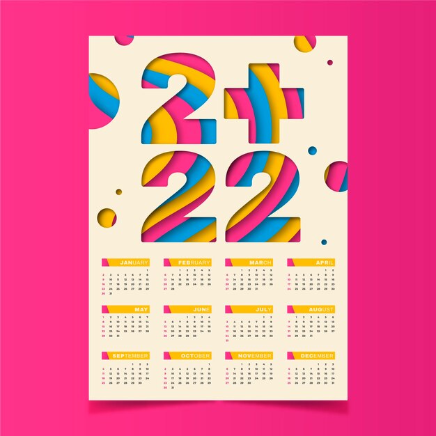 Paper style 2022 calendar template