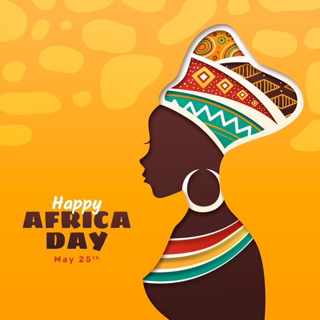 Paper style africa day illustration