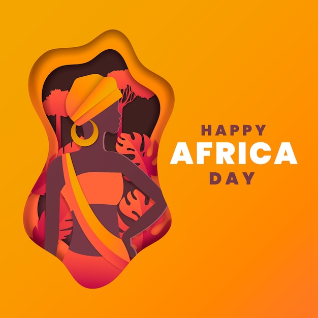 Paper style africa day illustration