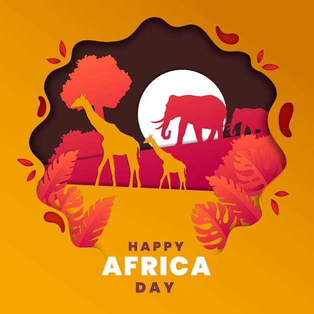 Paper style africa day illustration