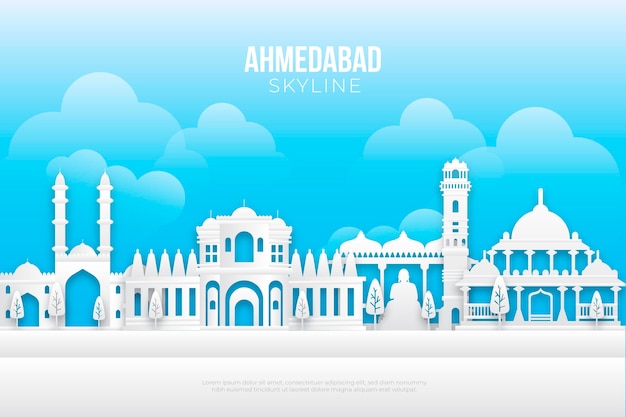 Paper style ahmedabad skyline