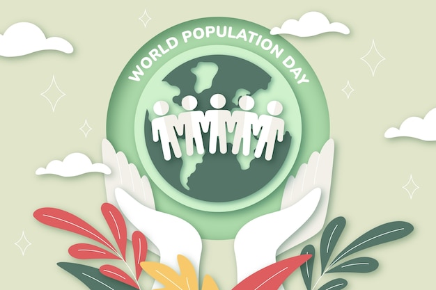 Paper style background for world population day