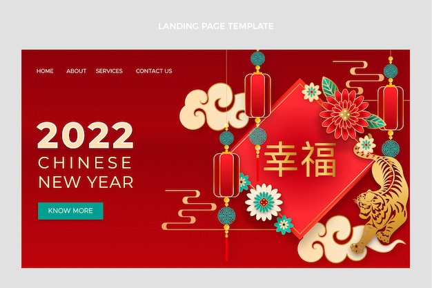 Paper style chinese new year landing page template