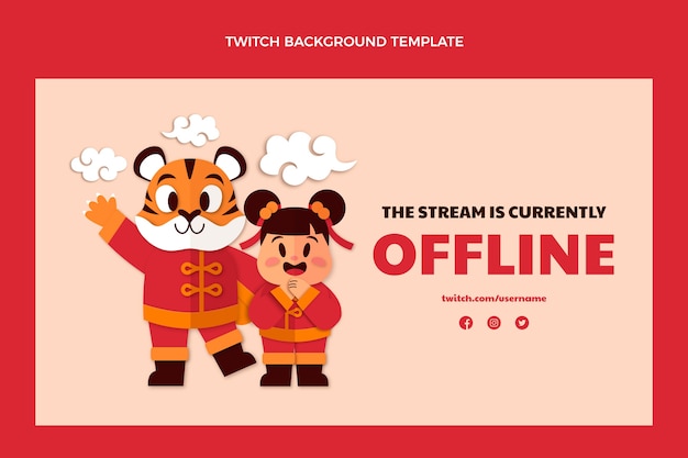 Paper style chinese new year twitch background