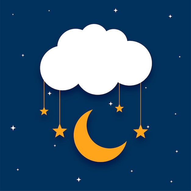 Free Vector paper style cloud moon and stars background