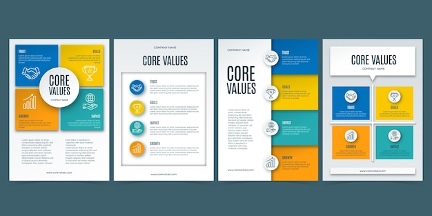 Paper style core values flyers